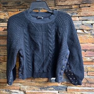 Diesel Black Cable Knit Sweater with Grommet Details